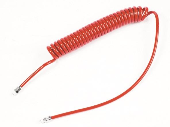 PUR spiralslange - Rød med gevindfittings