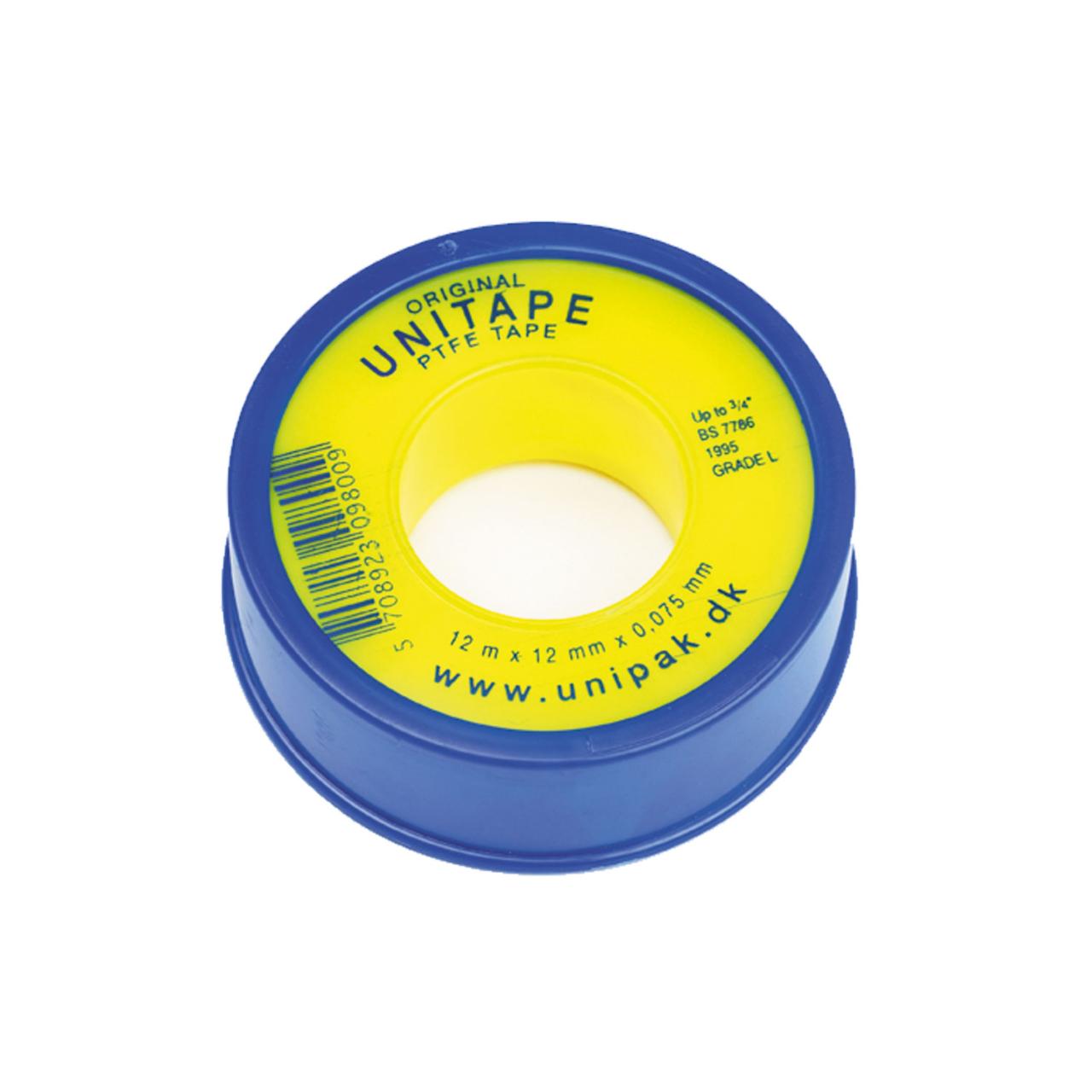 Teflon gevindtape 12 x 0,075 mm x 12 m