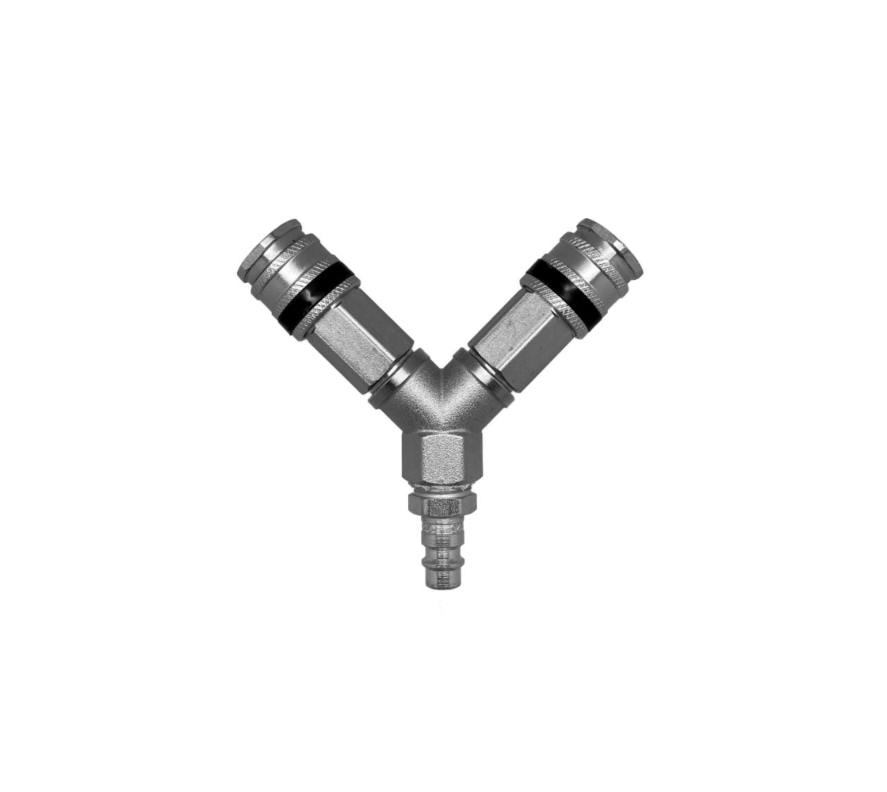 Y-stykke med 2 koblinger serie 007  og Rectus nippel serie 25