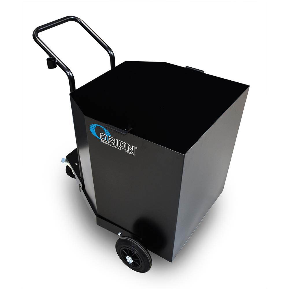 Tromlevogn med spildolieopsamling